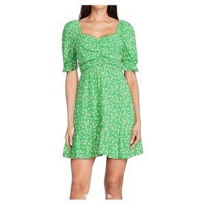 No Boundaries Womens Green White Floral 100% Rayon V Neck Sheath size XXL(19)